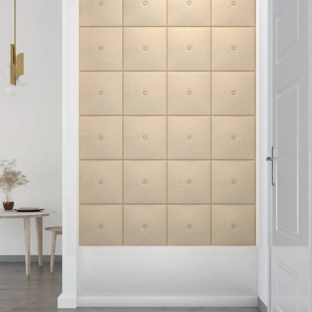 vidaXL Πάνελ Τοίχου 12 τεμ. Κρεμ 30 x 30 εκ. 1,08 μ² Υφασμάτινα