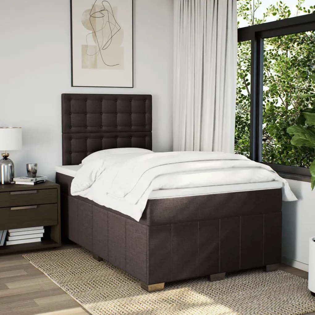 Κρεβάτι Boxspring με Στρώμα Σκούρο Καφέ 120x190 εκ Υφασμάτινο 3291624
