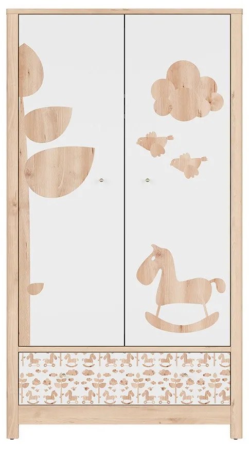 Ντουλάπα Boston BJ104, Οξιά, Άσπρο, 182x100x60cm, 75 kg, Πόρτες ντουλάπας: Με μεντεσέδες, Αριθμός ραφιών: 1, Αριθμός ραφιών: 1 | Epipla1.gr