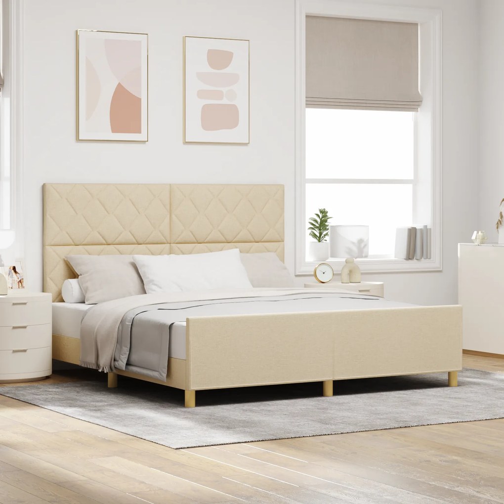 vidaXL Κρεμ Κρεβάτι 180x200 εκ Υφασμάτινο