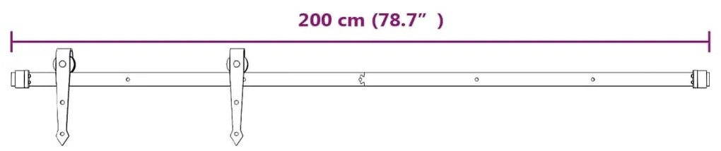 Συρόμενη Μεσόπορτα με Μηχανισμό 100 x 210 εκ. Μασίφ Ξύλο Πεύκου - Καφέ