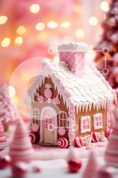 Intra Συλλεκτικό Ξύλινο Παζλ Plywood  4mm - Gingerbread House με ροζ και λευκές διακοσμήσεις Σε Ξύλινο Κουτί - Διαστάσεις: 10x10 cm – 25 κομμάτια