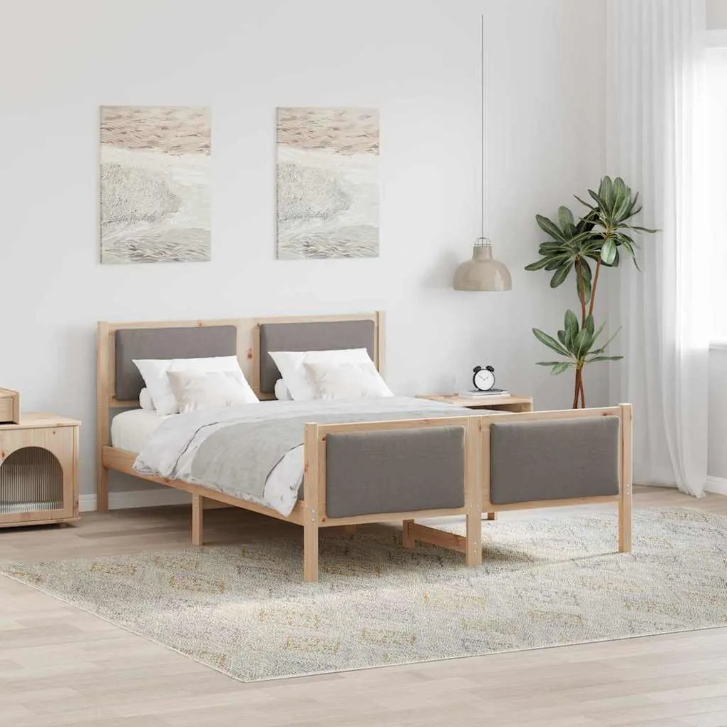 vidaXL Σκελετός Κρεβατιού με κεφαλάρι Taupe 150 x 200 cm ύφασμα