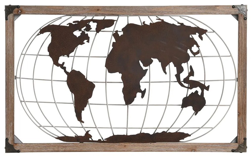 Διακοσμητική Φιγούρα DKD Home Decor Φυσικό Μέταλλο Χαλκός Τζίντζερ Παγκόσμιος Χάρτης (75 x 6 x 46 cm)