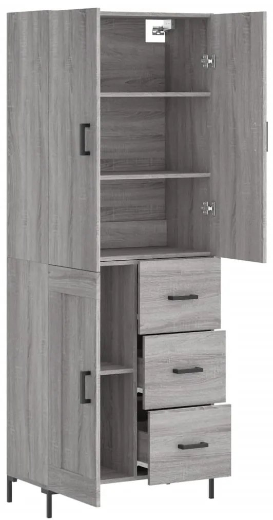 vidaXL Ντουλάπι Γκρι Sonoma 69,5 x 34 x 180 εκ. Επεξεργασμένο Ξύλο
