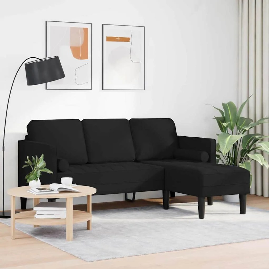 vidaXL Σετ Καναπέ με μαξιλάρι Μαύρο 173 x 131 x 67 εκ Πολυεστέρας