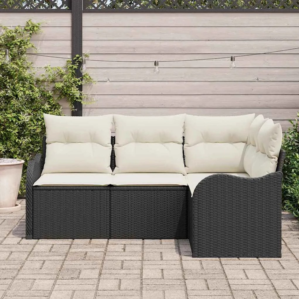 vidaXL Σετ Καναπέ Κήπου με μαξιλάρι 4 pcs Μαύρο Πολυ ράταν