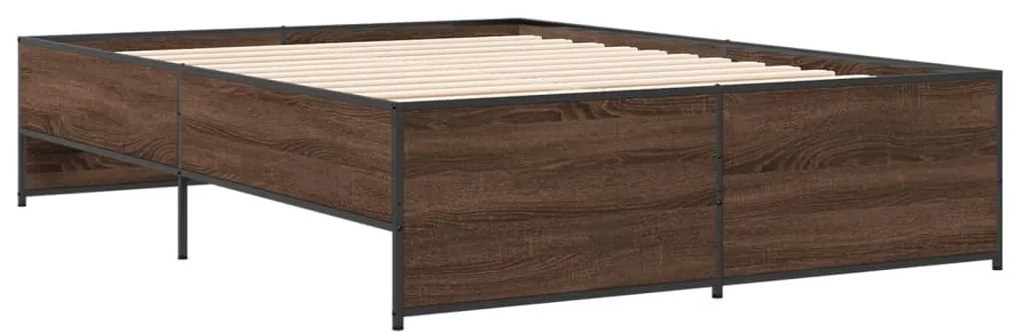 vidaXL Πλαίσιο Κρεβατιού Καφέ Δρυς 120x200 εκ. Επεξ. Ξύλο & Μέταλλο