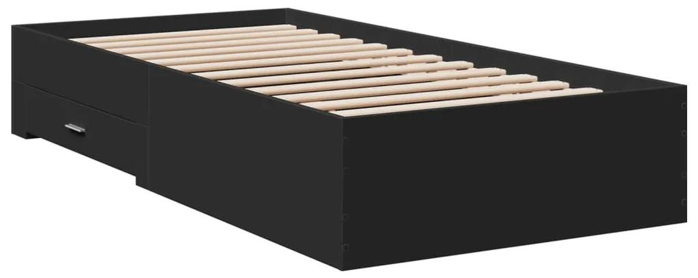 vidaXL Πλαίσιο Κρεβατιού με συρτάρια Μαύρο 90x200 εκ. Επεξεργ. Ξύλο