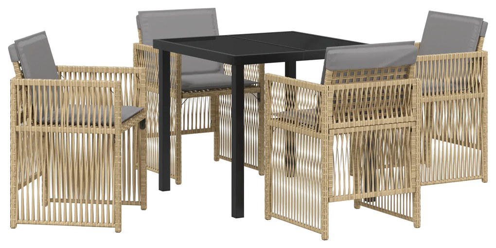 vidaXL Σέτ φαγητού για κήπο 5 pcs Μπεζ Πολυ ράταν