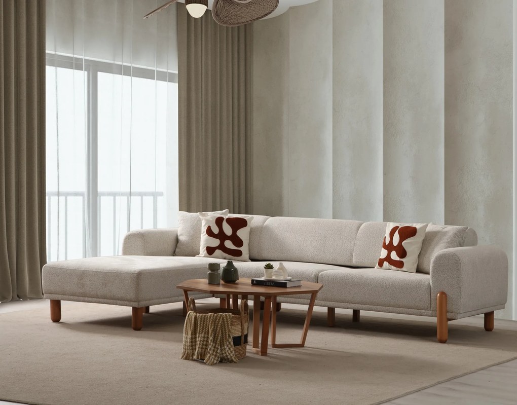 Corner Sofa-Bed Lyke Left - Cream Cream