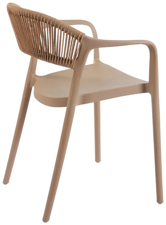 Πολυθρόνα Ankara pakoworld στοιβαζόμενη pp-pe rattan σε μόκα-φυσική απόχρωση 54x55.5x77εκ