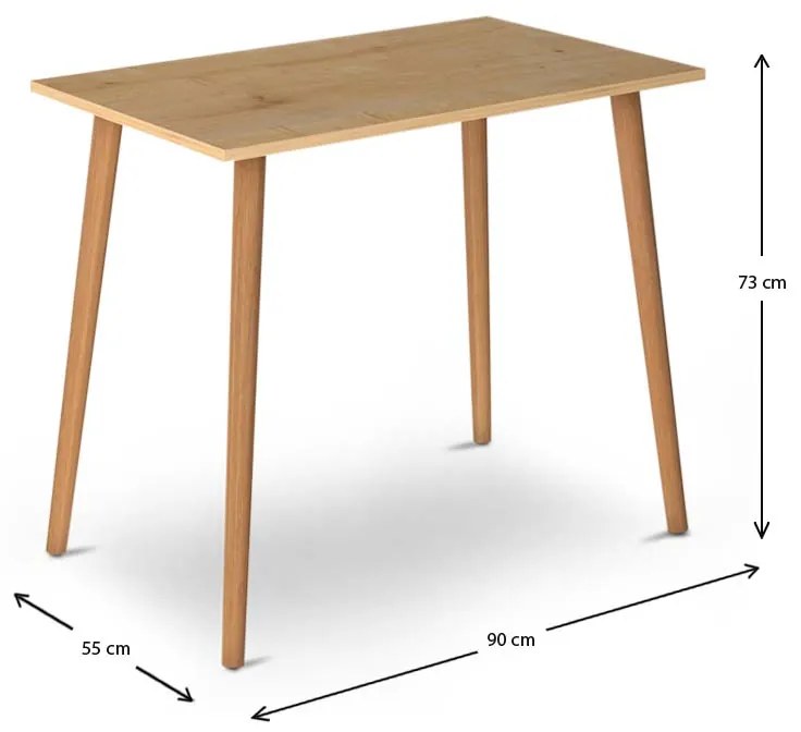 Τραπέζι Fiona Megapap από μελαμίνη χρώμα oak 90x55x75εκ.