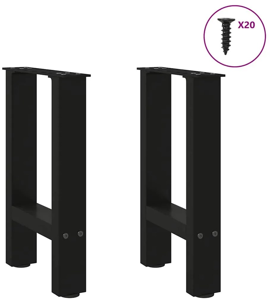 vidaXL Πόδια Τραπεζιού Σαλονιού 2 τεμ. Μαύρα 38x(42-43) εκ. Ατσάλι