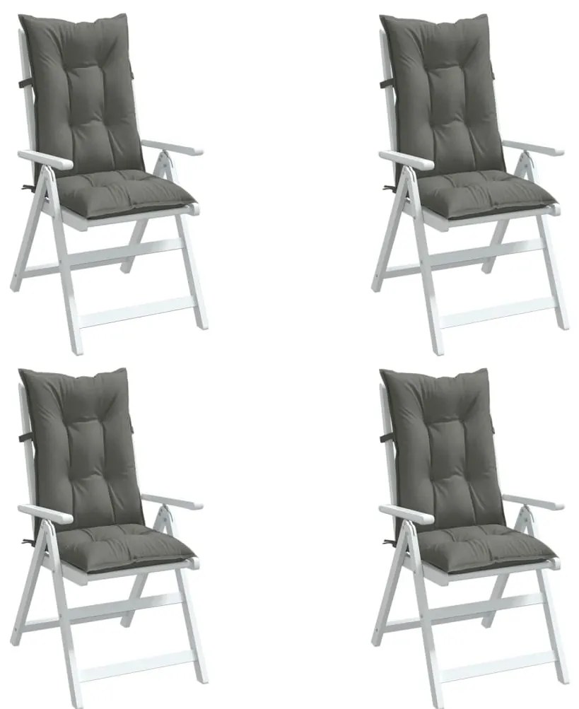 vidaXL Μαξιλάρια Καρέκλας με Πλάτη 4 τεμ. Σκ. Γκρι 120x50x7 εκ. Ύφασμα