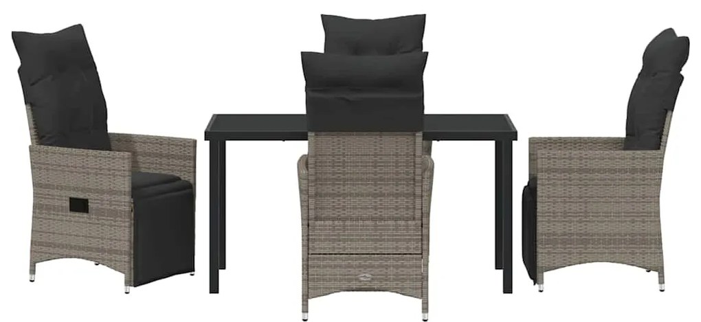 vidaXL Σέτ φαγητού για κήπο με μαξιλάρι 5 pcs Γκρι συνθετικό ρατάν