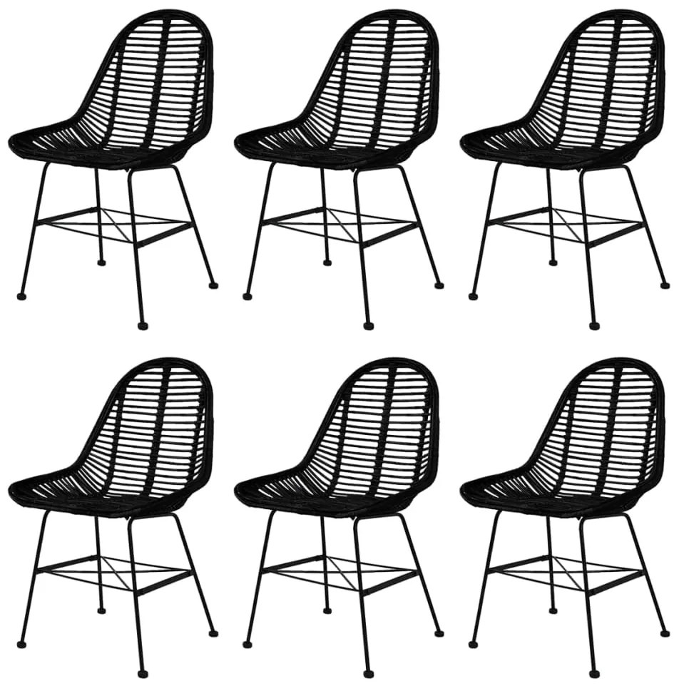 vidaXL Καρέκλες Τραπεζαρίας 6 τεμ. Μαύρες από Γνήσιο Ρατάν