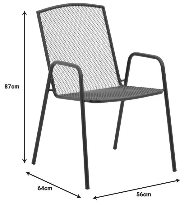 Πολυθρόνα Pomedon στοιβαζόμενη μαύρο μέταλλο 56x64x87εκ 56x64x87 εκ.
