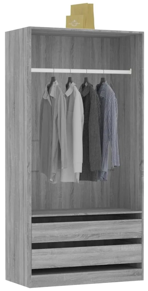 vidaXL Ντουλάπα Γκρι Sonoma 100x50x200 εκ. από Επεξεργασμένο Ξύλο