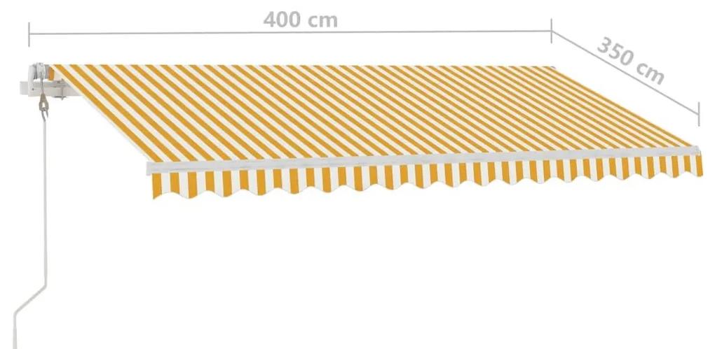 Τέντα Αυτόματη Ανεξάρτητη Κίτρινο/Λευκό 400 x 350 εκ. - Κίτρινο