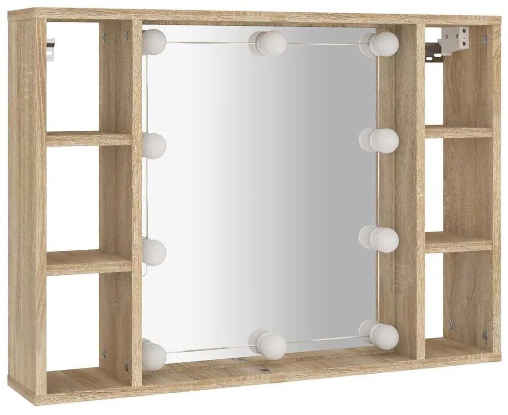 vidaXL Έπιπλο Καθρέπτη με LED Sonoma Δρυς 76 x 15 x 55 εκ.