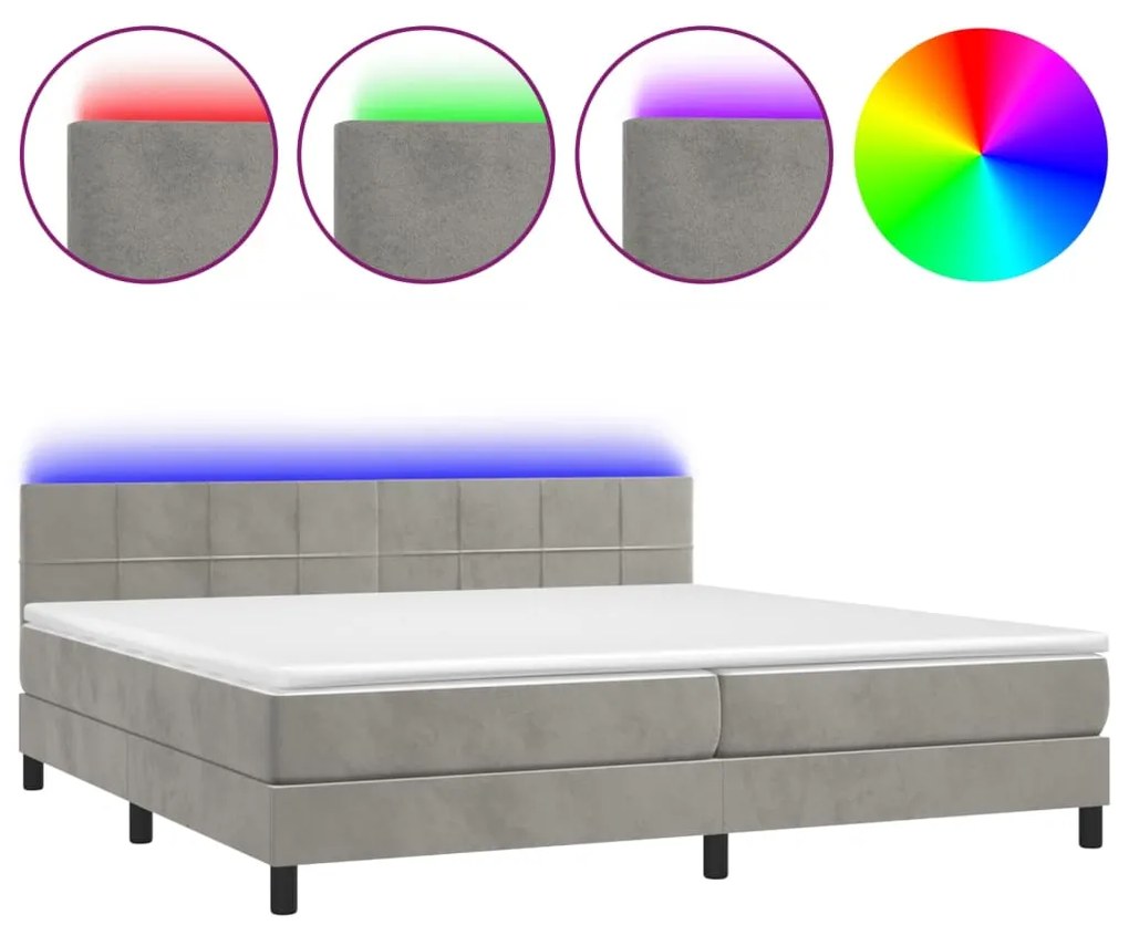 ΚΡΕΒΑΤΙ BOXSPRING ΜΕ ΣΤΡΩΜΑ &amp; LED ΑΝ.ΓΚΡΙ 200X200 ΕΚ. ΒΕΛΟΥΔΙΝΟ 3134423