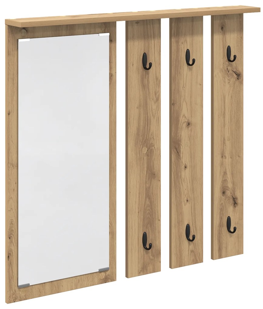 vidaXL Τοίχου Κρεμάστρα με ράφι artisan δρυς 84 x 10 x 80 εκ.