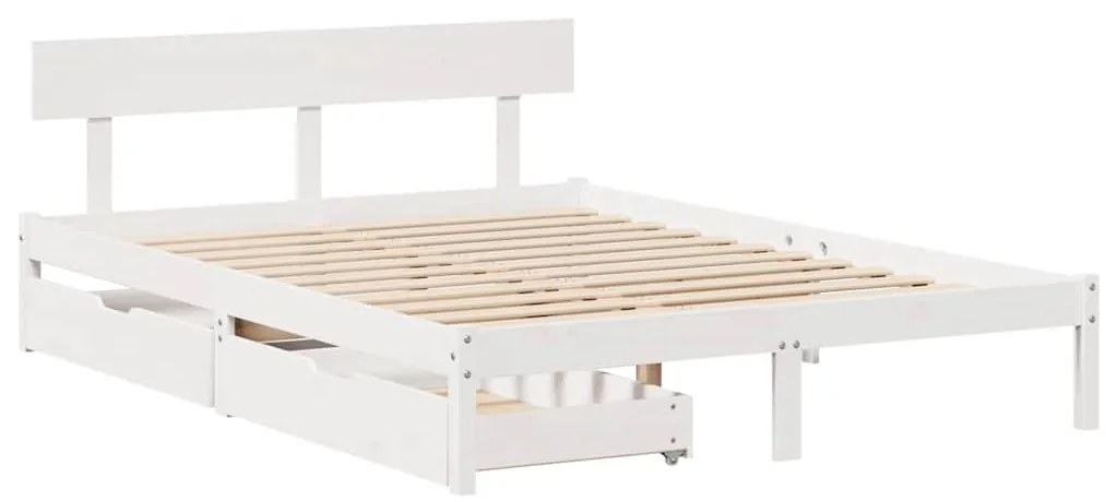 vidaXL Σκελετός Κρεβ. Χωρίς Στρώμα Λευκό 140x200 εκ Μασίφ Πεύκο