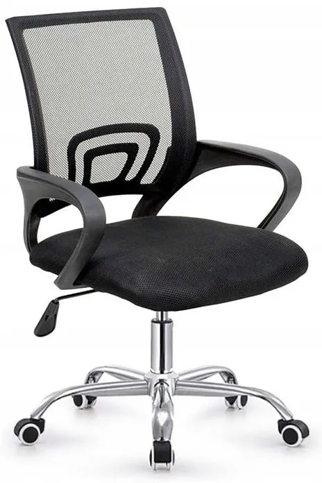 BF2101-W Πολυθρόνα Γραφείου χωρίς Ανάκλιση, Μέταλλο Χρώμιο Mesh Μαύρο  52x52x83/93cm [-Μαύρο-] [-Ύφασμα Mesh-] ΕΟ254,4WC1