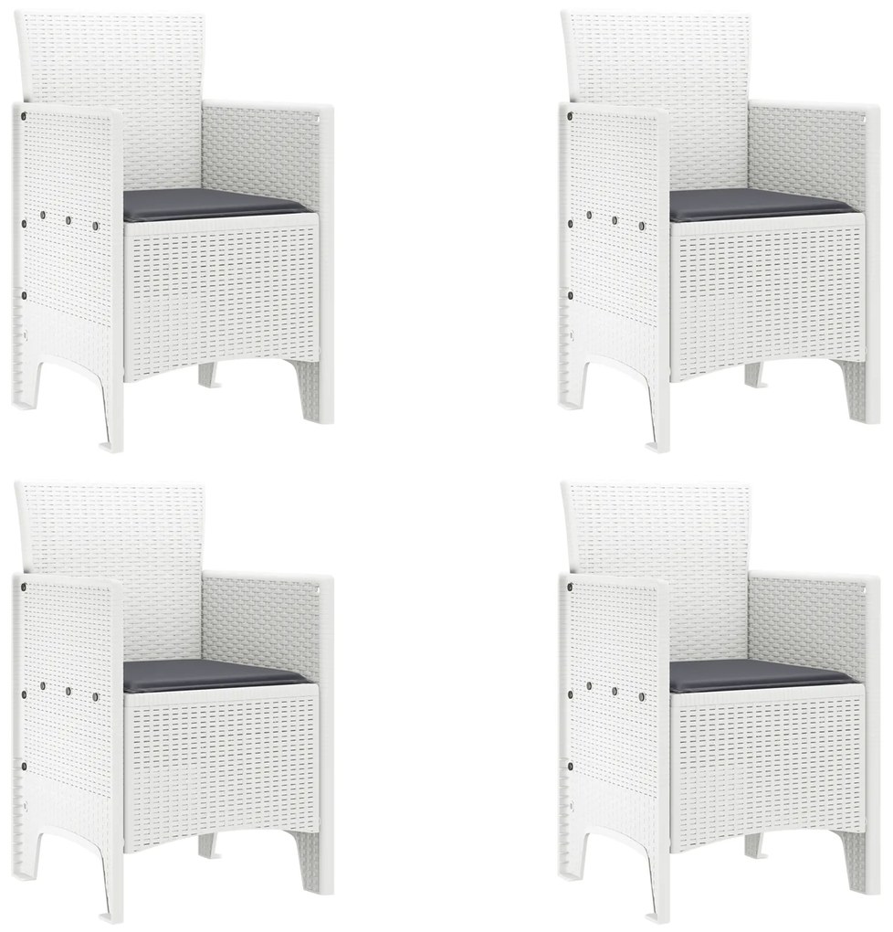 vidaXL Σετ Τραπεζαρίας Κήπου 5 pcs Λευκό 150 x 100 x 73 εκ. PE Ρατάν