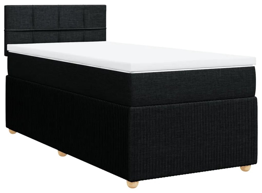 vidaXL Κρεβάτι Boxspring με Στρώμα Μαύρο 80 x 200 εκ. Υφασμάτινο