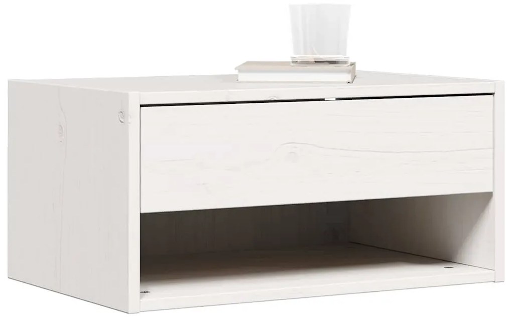 vidaXL Κομοδίνο με συρτάρι Λευκό 50 x 32.5 x 24 εκ Μασίφ ξύλο πεύκου