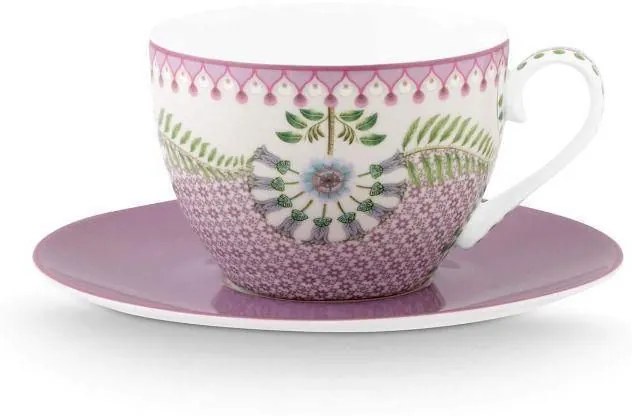 ΦΛΥΤΖΑΝΙ CAPPUCCINO ΜΕ ΠΙΑΤΑΚΙ 280ml PIP STUDIO - LILY & LOTUS TILES LILAC