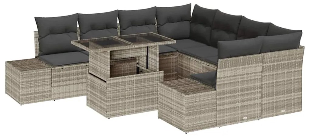 vidaXL Σετ Καναπέ Κήπου 9 pcs Ανοιχτό γκρι 100 x 55 x 73 εκ