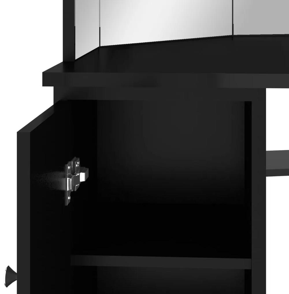 Μπουντουάρ Γωνιακό με LED Μαύρο 111 x 54 x 141,5 εκ. - Μαύρο