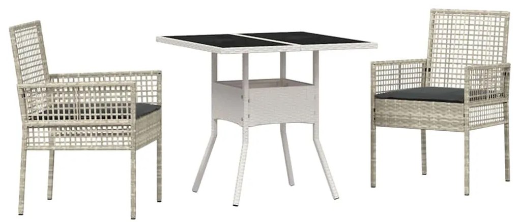 vidaXL Σέτ φαγητού για κήπο 3 pcs Ανοιχτό γκρι συνθετικό ρατάν