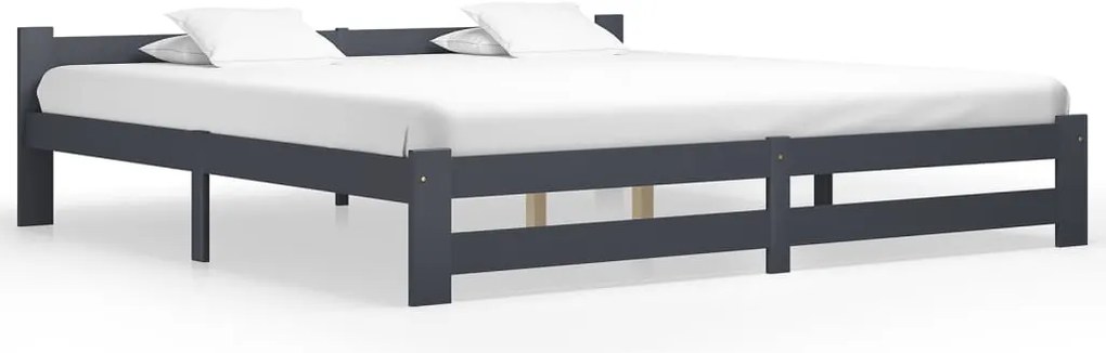 vidaXL Πλαίσιο Κρεβατιού Σκούρο Γκρι 200 x 200 εκ. Μασίφ Ξύλο Πεύκου