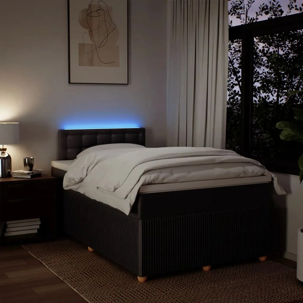 vidaXL Κρεβάτι Boxspring με Στρώμα Σκούρο Καφέ 120x200 εκ. Υφασμάτινο