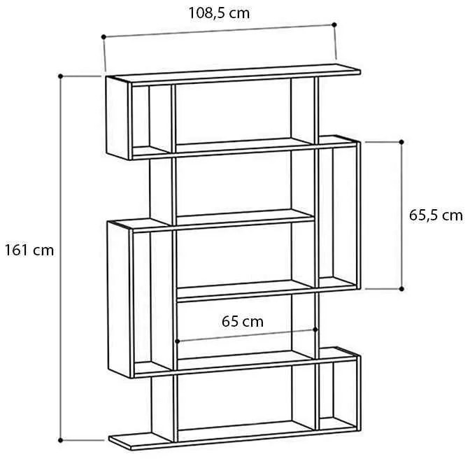 Βιβλιοθήκη μελαμίνης Clint Megapap χρώμα sonoma - ανθρακί 108x25x161εκ.