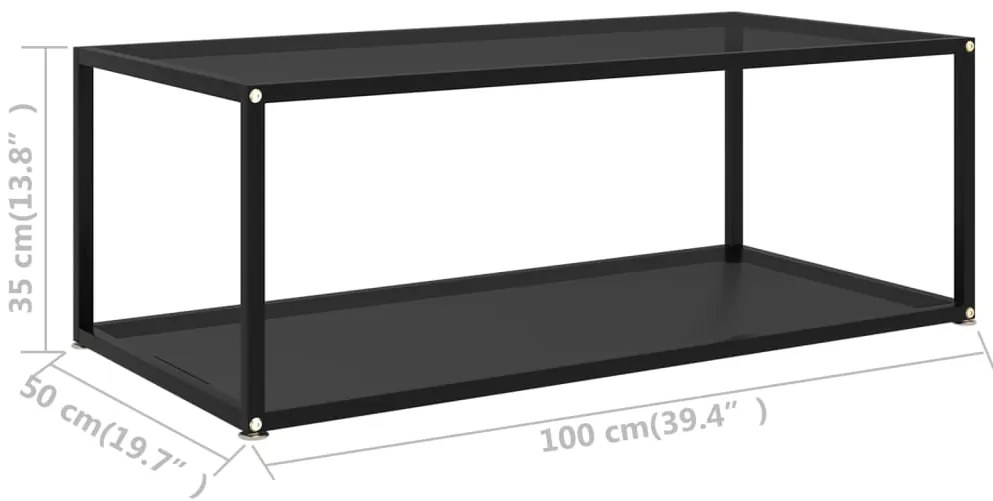 vidaXL Τραπεζάκι Σαλονιού Μαύρο 100 x 50 x 35 εκ. από Ψημένο Γυαλί