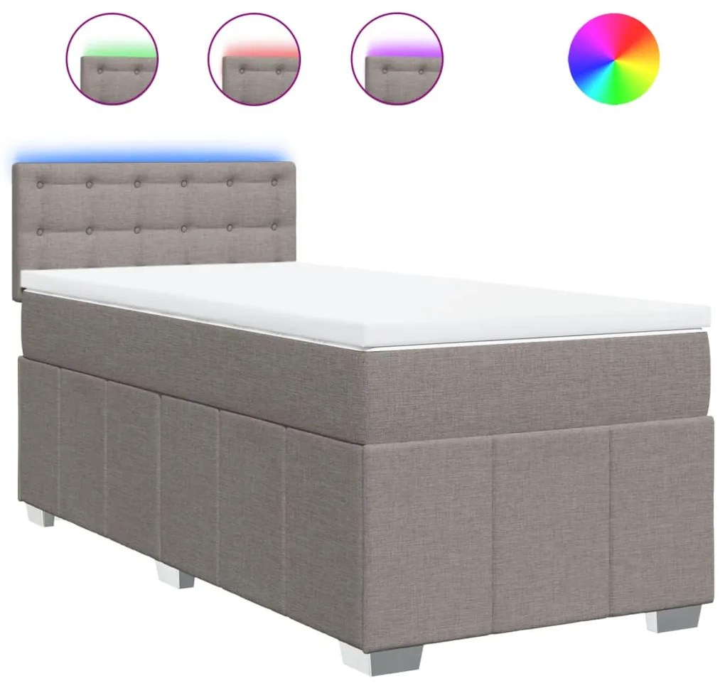 vidaXL Κρεβάτι Boxspring με Στρώμα Taupe 90x200 εκ. Υφασμάτινο