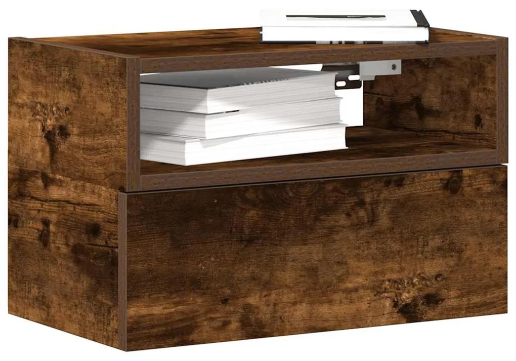 Κομοδίνο Επιτοίχιο Καπνιστή Δρυς 45x26x28,5 εκ.