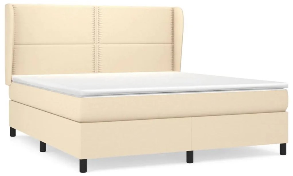 Κρεβάτι Boxspring με Στρώμα Κρεμ 180x200 εκ. Υφασμάτινο - Κρεμ