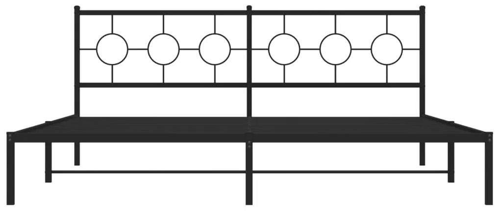 Πλαίσιο Κρεβατιού με Κεφαλάρι Μαύρο 193 x 203 εκ. Μεταλλικό - Μαύρο