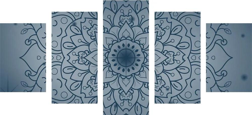 5 τεμάχια εικόνα σκούρο μπλε λουλούδι Mandala