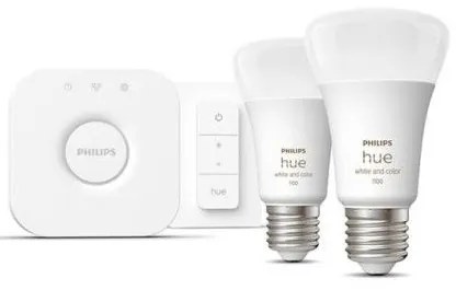 Starter Kit Έξυπνη Λάμπα 2xE27 Led 11W 1100 RGBW Hue Dimmer 929002468805 Philips Hue 929002468805