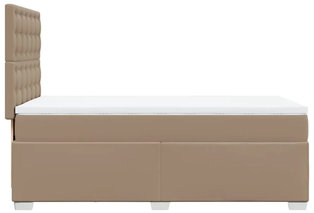 Κρεβάτι Boxspring με Στρώμα Καπουτσίνο 90x200εκ.από Συνθ. Δέρμα - Καφέ