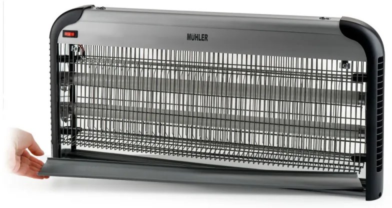 Λαμπτήρας εντόμων Muhler MIK-100 1003954, 40W, 100 m2, Ασφαλής για ανθρώπους και ζώα, Αθόρυβη λειτουργία, Μαύρο/γκρι