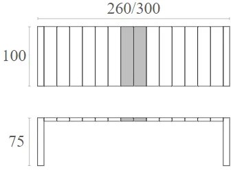 VEGAS WHITE 100X260/300Χ75ΕΚ. ΕΠΕΚΤ.ΤΡΑΠΕΖΙ ΠΟΛ/ΝΙΟΥ