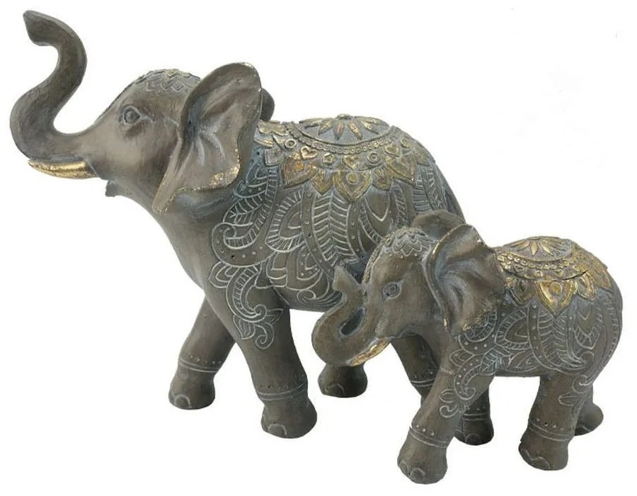 Διακοσμητικοί Ελέφαντες 269-221-146 26,4x10x19cm Bronze-Gold Πολυρεσίνη